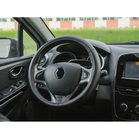 Lampa Κάλυμμα Τιμονιού Αυτοκινήτου Racing Premium 35-37εκ. Άοσμο ανάγλυφο από Ultra soft Skeentex Μαύρο Κόκκινο 1-τεμ. (L3316.6)