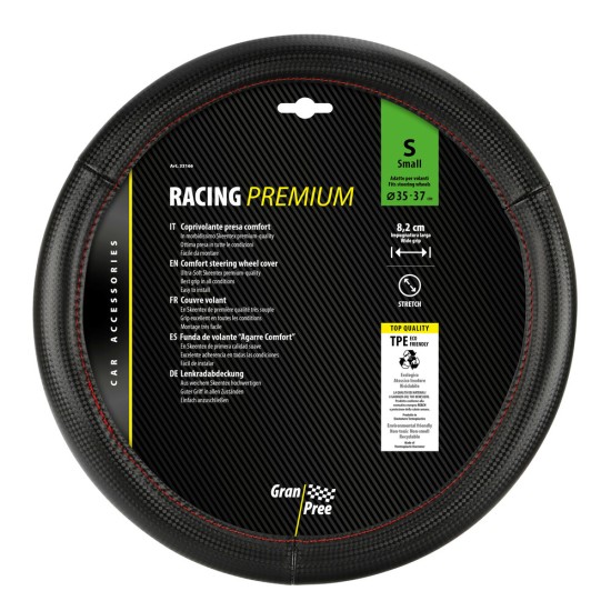 Lampa Κάλυμμα Τιμονιού Αυτοκινήτου Racing Premium 35-37εκ. Άοσμο ανάγλυφο από Ultra soft Skeentex Μαύρο Κόκκινο 1-τεμ. (L3316.6)