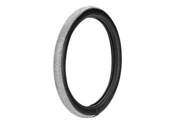 ΚΑΛΥΜΜΑ ΤΙΜΟΝΙΟΥ DIAMONDS SILVER (Μ) 37/39cm ΣΥΝΘΕΤΙΚΟ ΔΕΡΜΑ SKEENTEX ΜΑΥΡΟ/ΑΣΗΜΙ LAMPA  - 1 ΤΕΜ.