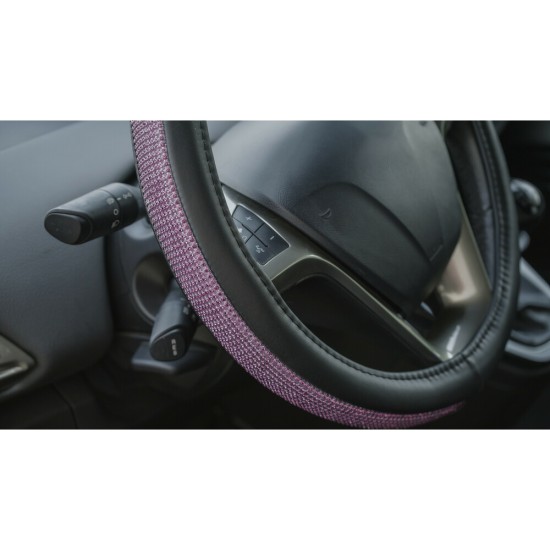 ΚΑΛΥΜΜΑ ΤΙΜΟΝΙΟΥ DIAMONDS PINK (Μ) 37/39cm ΣΥΝΘΕΤΙΚΟ ΔΕΡΜΑ SKEENTEX ΜΑΥΡΟ/POZ LAMPA  - 1 ΤΕΜ.