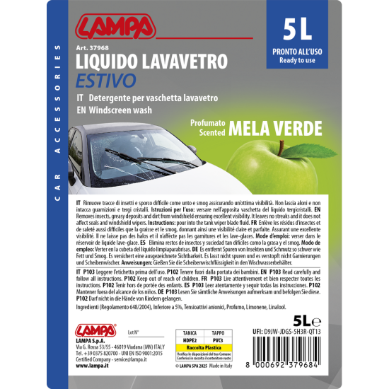 ΥΓΡΟ ΥΑΛΟΚΑΘΑΡΙΣΤΗΡΩΝ SUMMER SCREEN WASH ΜΕ ΑΡΩΜΑ ΠΡΑΣΙΝΟ ΜΗΛΟ (ΕΤΟΙΜΟ ΓΙΑ ΧΡΗΣΗ) 5000ml