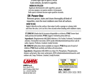 ΚΑΘΑΡΙΣΤΙΚΟ/ΑΠΟΛΙΠΑΝΤΙΚΟ ΥΓΡΟ ΣΕ ΣΠΡΕΙ POWER ONE PROFESSIONAL ΕΤΟΙΜΟ ΠΡΟΣ ΧΡΗΣΗ 500ml LAMPA - 1 ΤΕΜ.