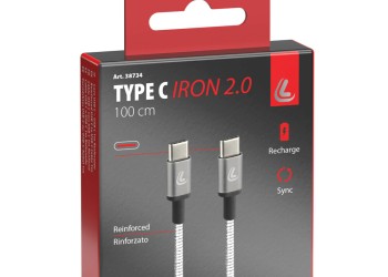 ΚΑΛΩΔΙΟ ΦΟΡΤΙΣΗΣ/ΜΕΤΑΦΟΡΑΣ ΔΕΔΟΜΕΝΩΝ USB TYPE C>USB TYPE C  IRON 2.0 3000mA/60W ΑΣΗΜΙ 100cm LAMPA - 1 ΤΕΜ.