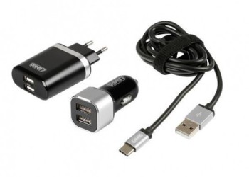 ΚΑΛΩΔΙΟ ΦΟΡΤΙΣΗΣ SILVER LINE USB TYPE C -100 cm (ΔΙΠΛΟΣ ΑΝΤΑΠΤΟΡΑΣ ΑΝΑΠΤΗΡΑ 12/24V ΚΑΙ ΠΡΙΖΑ 220 V) 