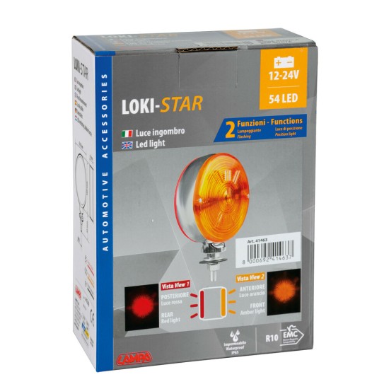 ΦΩΣ ΘΕΣΕΩΣ ΓΙΑ ΚΑΘΡΕΠΤΕΣ (ΣΚΟΥΛΑΡΙΚΙΑ) ΦΟΡΤΗΓΟΥ 24V 54LED ΚΟΚΚΙΝΟ/ΠΟΡΤΟΚΑΛΙ LOKI-STAR 105x40mm LAMPA - 1 TEM.
