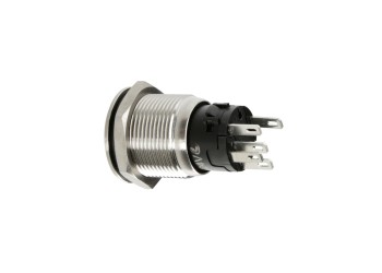 ΔΙΑΚΟΠΤΗΣ ΜΠΟΥΤΟΝ (BUTTON) 12/24V 5Amax 5PIN IP65 ON/OFF ME LED ΜΠΛΕ ΑΝΟΞΕΙΔΩΤΟ ΑΤΣΑΛΙ LAMPA - 1 TEM.