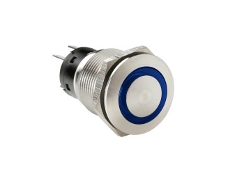 ΔΙΑΚΟΠΤΗΣ ΜΠΟΥΤΟΝ (BUTTON) 12/24V 5Amax 5PIN IP65 ON/OFF ME LED ΜΠΛΕ ΑΝΟΞΕΙΔΩΤΟ ΑΤΣΑΛΙ LAMPA - 1 TEM.