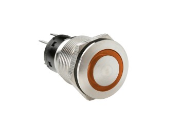 ΔΙΑΚΟΠΤΗΣ ΜΠΟΥΤΟΝ (BUTTON) 12/24V 5Amax 5PIN IP65 ON/OFF ME LED ΠΟΡΤΟΚΑΛΙ ΑΝΟΞΕΙΔΩΤΟ ΑΤΣΑΛΙ LAMPA - 1 TEM.