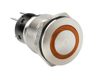 ΔΙΑΚΟΠΤΗΣ ΜΠΟΥΤΟΝ (BUTTON) 12/24V 5Amax 5PIN IP65 ON/OFF ME LED ΠΟΡΤΟΚΑΛΙ ΑΝΟΞΕΙΔΩΤΟ ΑΤΣΑΛΙ LAMPA - 1 TEM.