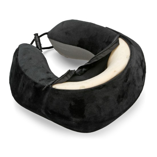 ΜΑΞΙΛΑΡΙ ΤΑΞΙΔΙΟΥ ΑΥΧΕΝΑ ΕΡΓΟΝΟΜΙΚΟ MEMORY FOAM ΜΑΥΡΟ/ΓΚΡΙ NECK-LUXE LAMPA - 1 ΤΕΜ.