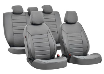 ΚΑΛΥΜΜΑΤΑ ΚΑΘΙΣΜΑΤΩΝ LUXURY LEATHERETTE ΔΕΡΜΑΤΙΝΗ ΑΦΡΩΔΕΣ ΓΚΡΙ - 4 ΤΕΜ.