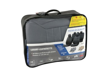 ΚΑΛΥΜΜΑΤΑ ΚΑΘΙΣΜΑΤΩΝ LUXURY LEATHERETTE ΔΕΡΜΑΤΙΝΗ ΑΦΡΩΔΕΣ ΓΚΡΙ - 4 ΤΕΜ.