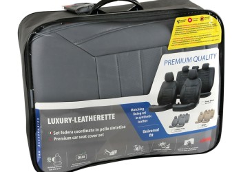 ΚΑΛΥΜΜΑΤΑ ΚΑΘΙΣΜΑΤΩΝ LUXURY LEATHERETTE ΔΕΡΜΑΤΙΝΗ ΑΦΡΩΔΕΣ ΓΚΡΙ - 4 ΤΕΜ.