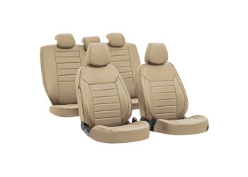 ΚΑΛΥΜΜΑΤΑ ΚΑΘΙΣΜΑΤΩΝ LUXURY LEATHERETTE ΔΕΡΜΑΤΙΝΗ ΑΦΡΩΔΕΣ ΜΠΕΖ - 4 ΤΕΜ.