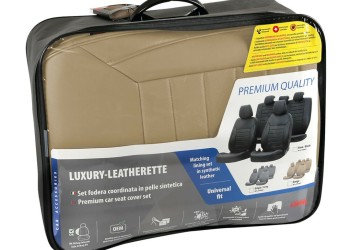 ΚΑΛΥΜΜΑΤΑ ΚΑΘΙΣΜΑΤΩΝ LUXURY LEATHERETTE ΔΕΡΜΑΤΙΝΗ ΑΦΡΩΔΕΣ ΜΠΕΖ - 4 ΤΕΜ.