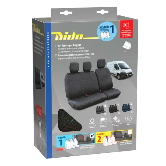 Καλύμματα Καθισμάτων Dido-1,  χωρίς επανατυλικτήρα ζώνης - Μαύρο