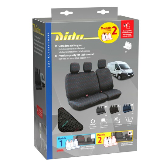 Καλύμματα Καθισμάτων Dido-2, με επανατυλικτήρα ζώνης - Μαύρο