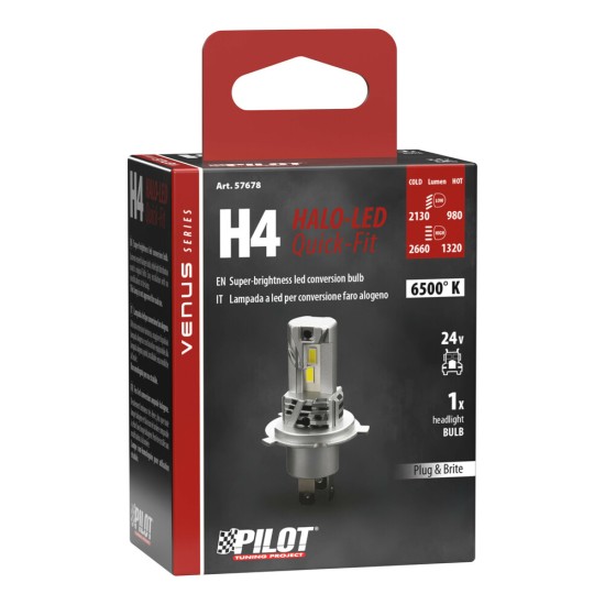 H4 24V P43t 2130/1320lm 6.500k HALO LED QUICK-FIT VENUS SERIES PLUG & PLAY 1ΤΕΜ