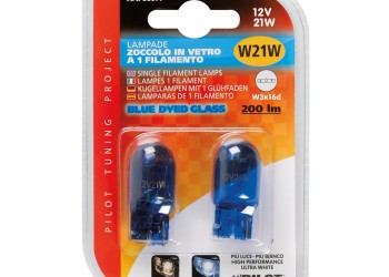 W21W (T20) 12V W3x16d 21W 200lm (ΚΑΡΦΩΤΟ-ΑΚΑΛΥΚΟ) BLUE DYED-GLASS 2ΤΕΜ. BLISTER