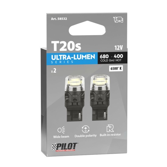 W21W (T20) 12V W3x16d 680/400lm 6.500K ΔΙΠΛΗΣ ΠΟΛΙΚΟΤΗΤΑΣ LED CAN-BUS ULTRA-LUMEN SERIES 2ΤΕΜ.