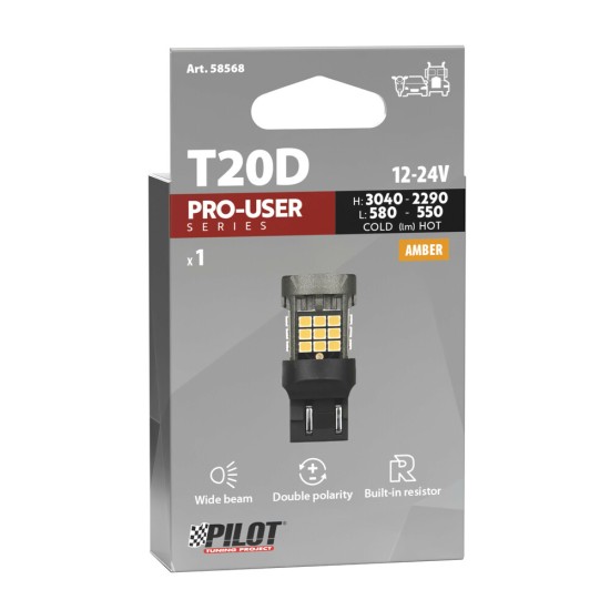 W21/5W (T20) 12/24V W3x16q 3040/580+2290/550lm ΜΕ ΠΟΡΤΟΚΑΛΙ ΦΩΣ LED CAN-BUS PRO-USER SERIES 1ΤΕΜ.