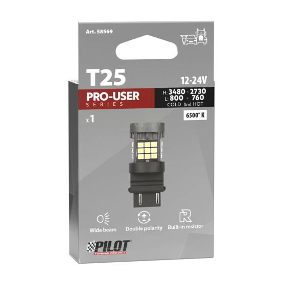 P27/7W 12/24V W2,5x16q 3480/800+2730/760lm 6.500K ΔΙΠΛΗΣ ΠΟΛ/ΤΗΤΑΣ LED CAN-BUS PRO-USER SERIES 1ΤΕΜ.