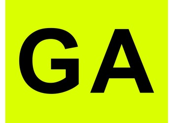 ΓΡΑΜΜΑΤΑ GA ΣΕ ΚΙΤΡΙΝΟ ΠΛΑΙΣΙΟ ΓΙΑ ΠΙΣΩ