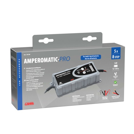 ΦΟΡΤΙΣΤΗΣ ΜΠΑΤΑΡΙΑΣ AMPEROMATIC PRO 12V 5A 12>120Ah GEL/STD/SMF/AGM/EFB/LiFePo4