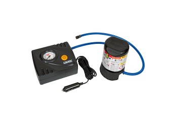 Κομπρεσέρ Ελαστικών 12V 450ml με υγρό επισκευής 450ml Μανόμετρο ΚΑΙ Μετρητή Πίεσης