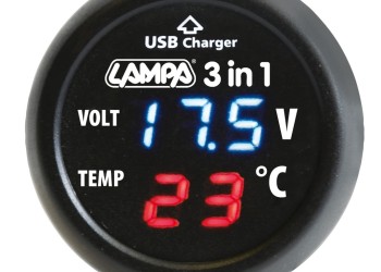 ΒΟΛΤΟΜΕΤΡΟ ΜΠΑΤΑΡΙΑΣ SMART-PLUG  3 in 1 12/24V 2,1A (ΜΕ ΘΕΡΜΟΜΕΤΡΟ ΚΑΙ ΘΥΡΑ USB)