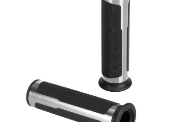 ΧΕΡΟΥΛΙΑ MOTO STYLE GRIP ΜΑΥΡΟ/ΑΣΗΜΙ ΧΡΩΜΑ 22mm+25mm 12cm LAMPA - 2 τεμ.