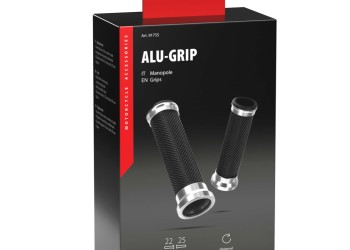 ΧΕΡΟΥΛΙΑ MOTO ALU GRIP  ΜΑΥΡΟ/ΑΣΗΜΙ ΧΡΩΜΑ 22mm+25mm 12cm LAMPA - 2 τεμ.