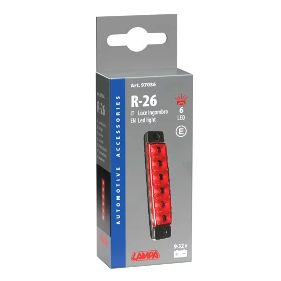 ΦΩΣ ΟΓΚΟΥ 9>32V 6 LED ΚΟΚΚΙΝΟ ΧΡΩΜΑ 95,6x19,8mm ΜΕ ΕΓΚΡΙΣΗ ΤΥΠΟΥ E148 LAMPA -  1 Τεμ.