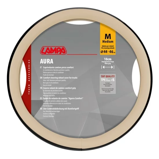 Lampa - Κάλυμμα Τιμονιού Φορτηγού Aura Skeentex Μπεζ Μέγεθος M Ø44–46cm Ultra-Soft, Αντιολισθητικό, Φάρδος 10cm - 1 τεμ. (L9707.5)