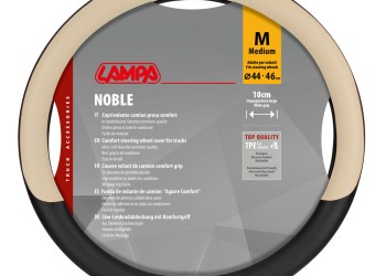 Lampa - Κάλυμμα Τιμονιού Φορτηγού NOBLE από Skeentex M 44-46εκ. Άοσμο Μαλακό αντιολισθητικό εύκολη τοποθέτηση φαρδιά λαβή 10εκ. Μαύρο / Μπέζ - 1 τεμ. (L9708.3)