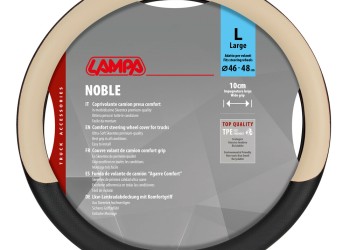 Lampa - Κάλυμμα Τιμονιού Φορτηγού NOBLE από Skeentex L 46-48εκ. Άοσμο Μαλακό αντιολισθητικό εύκολη τοποθέτηση φαρδιά λαβή 10εκ. Μαύρο / Μπέζ - 1 τεμ. (L9708.4)