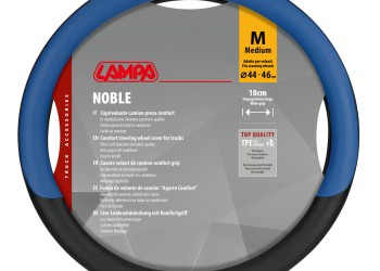 Lampa - Κάλυμμα Τιμονιού Φορτηγού NOBLE από Skeentex M 44-46εκ. Άοσμο Μαλακό αντιολισθητικό εύκολη τοποθέτηση φαρδιά λαβή 10εκ. Μαύρο / Μπλε - 1 τεμ. (L9708.5)