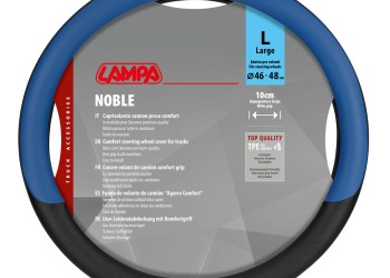 Lampa - Κάλυμμα Τιμονιού Φορτηγού NOBLE από Skeentex L 46-48εκ. Άοσμο Μαλακό αντιολισθητικό εύκολη τοποθέτηση φαρδιά λαβή 10εκ. Μαύρο / Μπλε - 1 τεμ. (L9708.6)