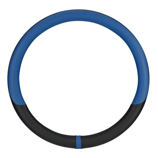 Lampa - Κάλυμμα Τιμονιού Φορτηγού NOBLE από Skeentex L 46-48εκ. Άοσμο Μαλακό αντιολισθητικό εύκολη τοποθέτηση φαρδιά λαβή 10εκ. Μαύρο / Μπλε - 1 τεμ. (L9708.6)