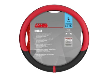 Lampa - Κάλυμμα Τιμονιού Φορτηγού NOBLE από Skeentex L 46-48εκ. Άοσμο Μαλακό αντιολισθητικό εύκολη τοποθέτηση φαρδιά λαβή 10εκ. Μαύρο / Κόκκινο - 1 τεμ. (L9708.8)