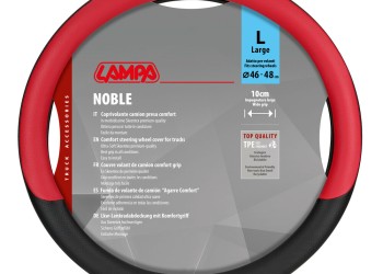 Lampa - Κάλυμμα Τιμονιού Φορτηγού NOBLE από Skeentex L 46-48εκ. Άοσμο Μαλακό αντιολισθητικό εύκολη τοποθέτηση φαρδιά λαβή 10εκ. Μαύρο / Κόκκινο - 1 τεμ. (L9708.8)