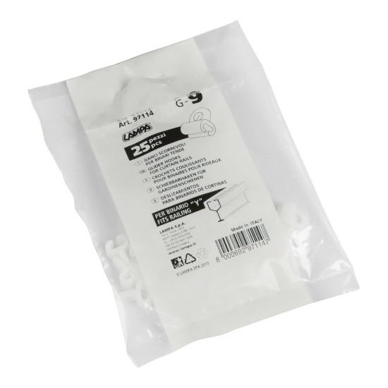 Lampa - Γαντζάκια Κουρτίνας Φορτηγού G-9 για Σιδηρόδρομο Τύπου Υ από Πλαστικό σε Λευκό Ημιδιάφανο Χρώμα με Διαστάσεις 7.5x10x14.5 mm - 25 τεμ. (L9711.4)