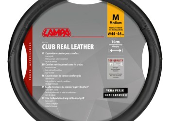 Lampa - Κάλυμμα Τιμονιού Φορτηγού Club γνήσιο δέρμα M 44-46εκ. Άοσμο Μαλακό εύκολη τοποθέτηση φαρδιά λαβή 10εκ. Μαύρο - 1 τεμ. (L9716.4)