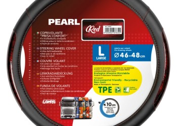 ΚΑΛΥΜΜΑ ΤΙΜΟΝΙΟΥ ΦΟΡΤΗΓΟΥ PEARL RED ΔΕΡΜΑΤΙΝΗ ΜΑΥΡΟ/ΚΟΚΚΙΝΟ (L) 46-48cm ΟΙΚΟΛΟΓΙΚΟ ΚΑΙ ΑΟΣΜΟ