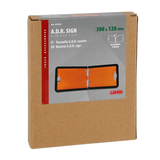 ΠΤΥΣΣΟΜΕΝΗ ΠΛΑΚΑ ΑΛΟΥΜΙΝΙΟΥ/ΠΛΑΙΣΙΟ ΣΗΜΑΤΟΣ ΕΠΙΚΙΝΔΥΝΟΥ ΦΟΡΤΙΟΥ ΠΟΡΤΟΚΑΛΙ  A.D.R. 300x120mm  LAMPA - 1 ΤΕΜ.