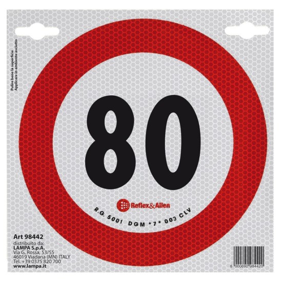 ΣΗΜΑ ΤΑΧΥΤΗΤΑΣ ΧΙΛΙΟΜΕΤΡΩΝ 80km/h ΑΥΤΟΚΟΛΛΗΤΟ 20CM ΔΙΑΜΕΤΡΟΣ