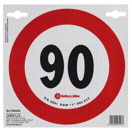 ΣΗΜΑ ΤΑΧΥΤΗΤΑΣ ΧΙΛΙΟΜΕΤΡΩΝ 90km/h ΑΥΤΟΚΟΛΛΗΤΟ 20CM ΔΙΑΜΕΤΡΟ