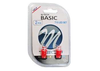 T10 W5W 12V W2,1x9,5d LED 1xFlux 8mm ΚΟΚΚΙΝΟ ΔΙΑΘΛΑΣΗΣ (ΚΑΡΦΩΤΟ ΑΚΑΛΥΚΟ) BLISTER 2ΤΕΜ. M-TECH