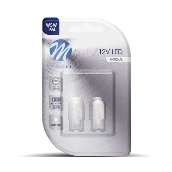 T10 W5W 12V W2,1x9,5d 1xF10 LED ΛΕΥΚΟ ΔΙΑΘΛΑΣΗΣ (ΚΑΡΦΩΤΟ ΑΚΑΛΥΚΟ) BLISTER 2ΤΕΜ. M-TECH