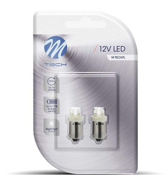 T4W 12V 0,96W BA9s (ΜΙΝΙΟΝ) LED 4xLED 3mm ΛΕΥΚΟ BLISTER 2ΤΕΜ. M-TECH